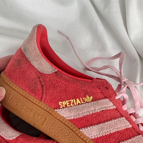 Adidas Handball Spezial Red and Pink Suede Sneakers - Picture 6 of 8
